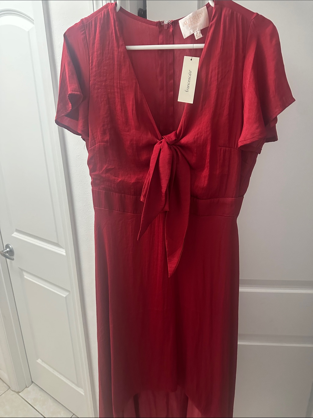 Francesca’s Tie-Front High-Low Red Dress Nwt